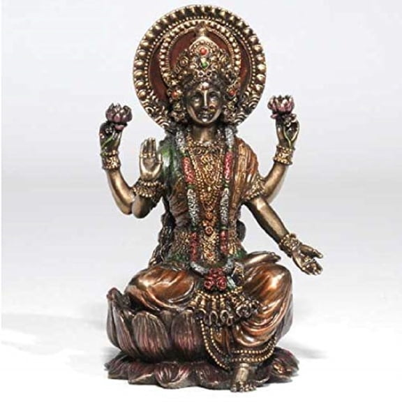 Laxmi Lakshmi Statue Figurine Cold Cast Bronze Hindu Hinduism Deity 6 Inch New