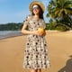 thumbnail image 4 of Fotbe Wine Glasses Vestido Largo de Moda para Mujer, Vestido Tipo Camiseta con Manga Corta y Estilo Casual a Rayas y Bloques de Color, 4 of 6