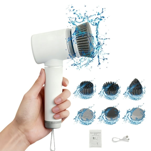 KYFIU Electric Spin Scrubber,Rechargeable Power Cleaning Brush, Handheld Wireless Electric Brush, Power Scrubber with 6 Brush Heads for Kitchen, Sink, Bathroom, Shower, Tile