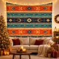 thumbnail image 3 of Geometric Diamond Motifs in Vibrant Horizontal Stripes, Energetic Boho for Southwest Decor Lovers, Woven Wall Art, Housewarming Gift Tapestry Wall Hanging for Living Room and Dorm, 3 of 7
