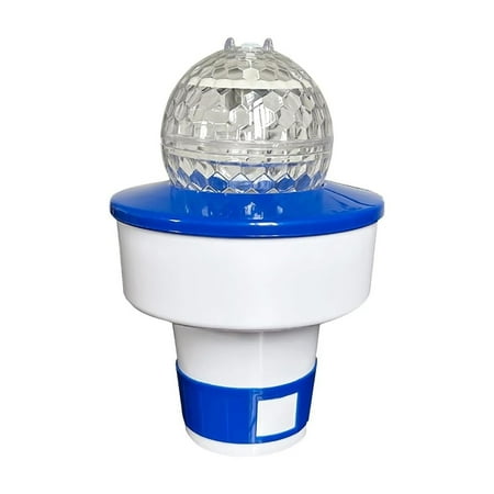 Pool Chlorine Floater with Marquee Light 2-in-1 Floating Chlorine Dispenser with Solar Powered LED Pool Light