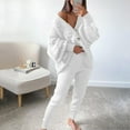thumbnail image 2 of gbyLJF Wide Leg Matching Sets for Women Lace Trim Casual Set Sweat Sets for Women 2 Piece 2 Piece Outfits for Women White XXL, 2 of 5