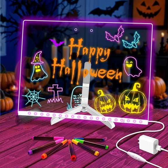 LED Drawing Board, 7 Colors, Stylus, Neon Dry-Erase, Home & Office