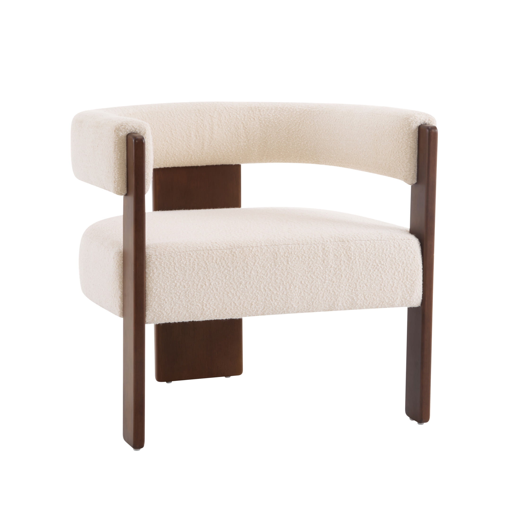 Christopher Knight Home Modern Boucle Upholstered Accent Armchair with Barrel Back, Wood Legs, Beige, Set of 2
