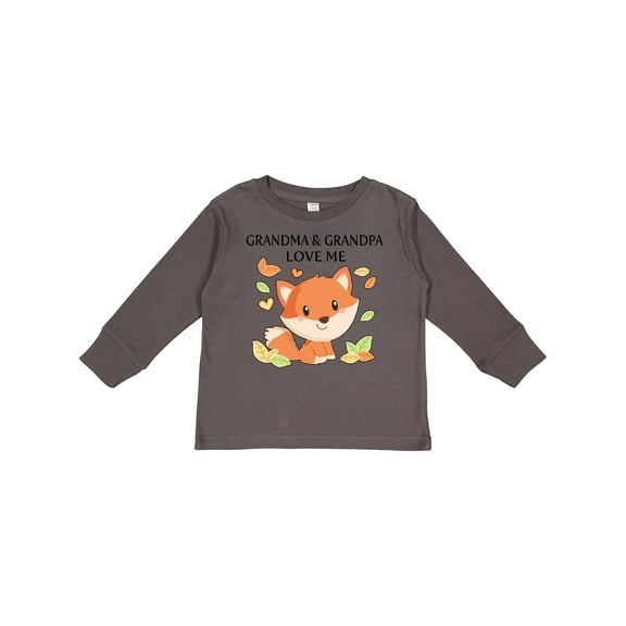Inktastic Grandma and Grandpa Love Me- little fox Boys or Girls Long Sleeve Toddler T-Shirt