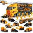 thumbnail image 2 of 10 In 1 Construction Toys Truck Storage Die-cast Vehicle Transporter Car Set Excavator Dump Truck Digger Backhoe for Kids Gift, 2 of 10
