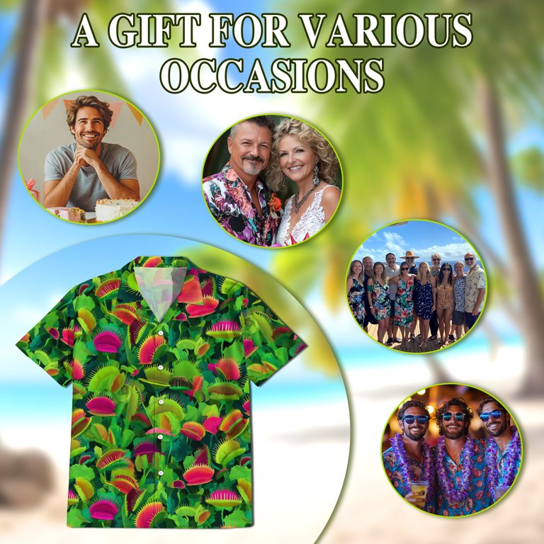Venus Flytrap Hawaiian Shirt for Men, Plant Lover Gifts, Button