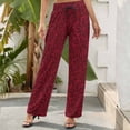thumbnail image 6 of Palazzo Pants for Women, Burgundy Floral Comfy High Waist Drawstring Womens Wide Leg Baggy Pants Yoga Pants, Casual Lounge Pants for Women Travel Vacation Outfits, 6 of 6