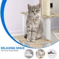 thumbnail image 4 of Dextrus 69" Wooden Cat Tree with Condo,Cat Tower Indoor with Self-Grooming Brush,Hammock, Scratch Post, Board and Detachable Cushions,for Kittens and Large Cats ,Greige, 4 of 6