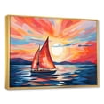 thumbnail image 3 of Designart "Sunset Serenity Sailing Boat II" Extra Large Transportation Framed Wall Art - Modern Red Boat Sailing Living Room Framed Canvas Art, 3 of 7