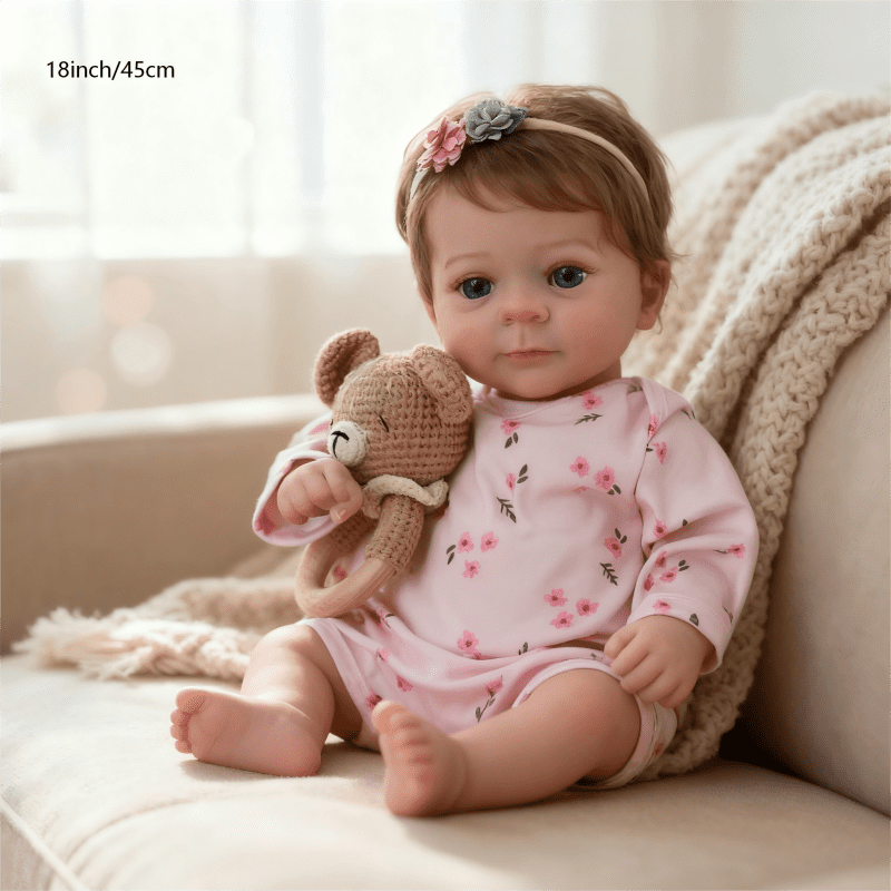 17-inch Lifelike Reborn Baby Dolls Soft Cloth Body，Real Baby Feeling Newborn Baby Dolls Adorable Playful Real Life Baby Dolls with Gift Box for Kids Age 3 +