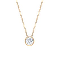 Rosec Jewels Certified Moissanite Solitaire Necklace for Women - 9 mm - D-VS1 Grade, 18K Yellow Gold