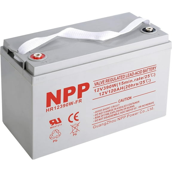 NPP HR12390W FR, 12Volt 2340W 390Watts/Cell AGM Sealed Lead Acid Rechargeable High Rate Battery, Replace 12V 120Ah for Off Grid UPS, Solar Power, RV, Marine,Boat,Golf Cart Battery