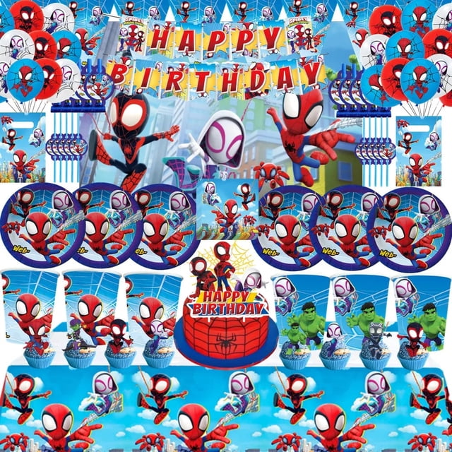 Spidey y sus increíbles amigos suministros de decoración para fiesta plato de papel mantel tema Spiderman globos para Baby Shower favores para niños