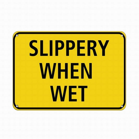 Size: 16" x 12" Slippery When Wet Hazard Sign Slippery When Wet Signs Tin Decor Safety Signs