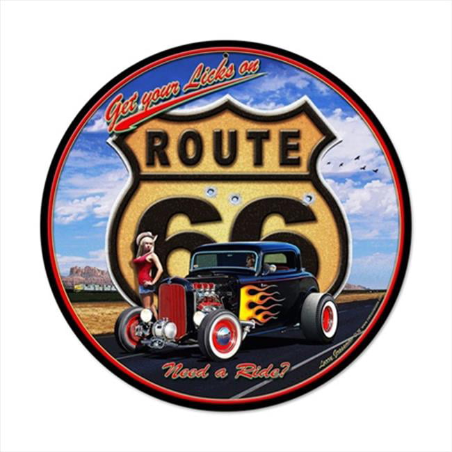 New GET YOUR LICKS ON ROUTE 66  Hot Rod T SHIRT LARRY GROSSMAN 