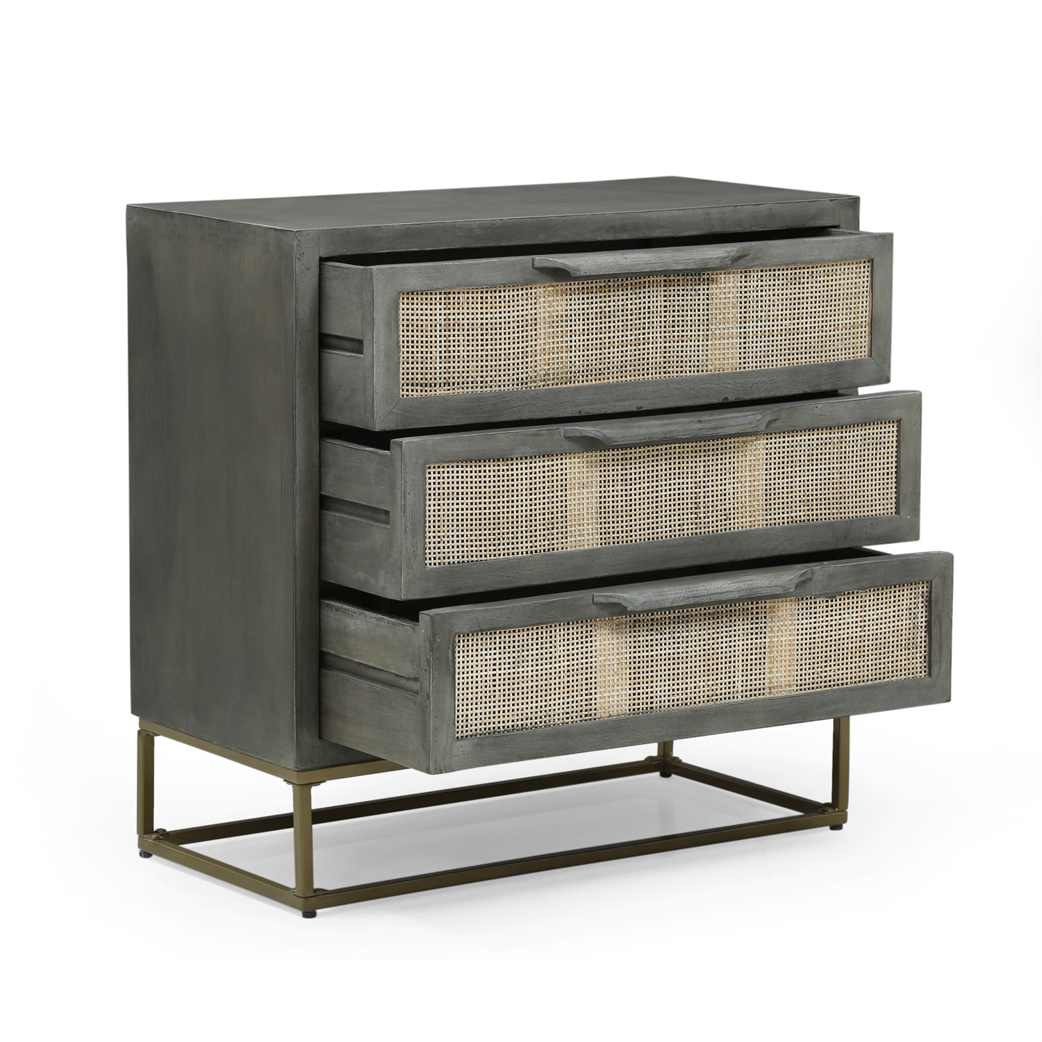 Kadyn Wood 3 Drawer Cabinet, Modern Storage Cabinet with 3 Drawers, Drawer Cabinet for Living Room, Gray and Natural Kadyn Wood 3 Drawer Cabinet, Modern Storage Cabinet with 3 Drawers, Drawer Cabinet for Living Room, Gray and Natural