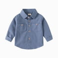 thumbnail image 1 of WUANDIXFA T-Shirt pour Garçons, Col Rond, Basique, Été, Manches Longues, Couleur Unie, T-Shirt pour Enfants, Chemise Décontractée pour Enfants, Bleu, 3-4 Ans, 1 of 5