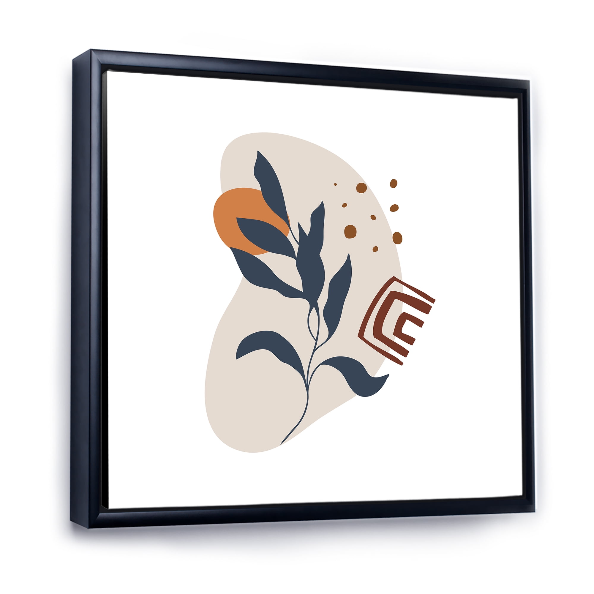 Designart 'Abstract Minimal Shapes Under Flowers VII' Modern Framed Canvas Wall Art Print
