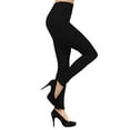 thumbnail image 2 of K-Cliffs Women's One Size Seamless Fleece Lined Leggings 2" Waistband, Solid Color (Black), 2 of 4