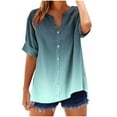 thumbnail image 2 of Black*Friday Discounted Items under $5 GaThRRgYP Womens Tops Summer and Spring,Women's V-neck Non Positioning Printed Summer Button Short Sleeved Loose and Fashionable T-shirt Top Army Green M, 2 of 5