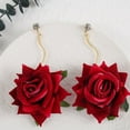 thumbnail image 3 of Red Rose Drop Dangle Earrings Flower Gardening Fashion Jewelry For Women Gifts, 3 of 6