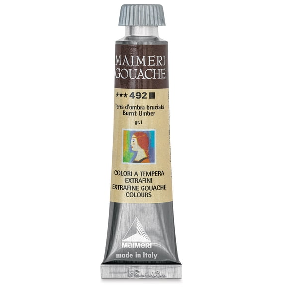 Maimeri Artist Gouache - Burnt Umber, 20 ml tube