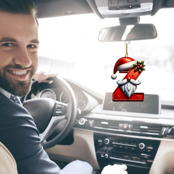 Colgante de Letra Navideña, Adorno Acrílico Personalizado para Árbol, Diseño Festivo Rojo, Decoración para Fiestas, para Colgar En Árbol o Porche, Regalo para Familiares y Amigos, 26 Opciones de Letr