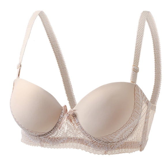 Zpanxa Underwire Bras for Women Push-up Lace Trim Lightly Padded Everyday T-Shirt Bra Khaki 40B