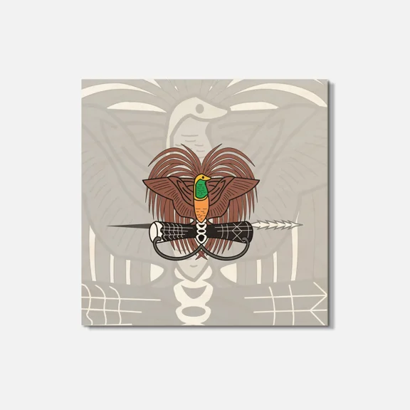 Papua New Guinea Coat Of Arms 4'' X 4'' Square Wooden Coaster
