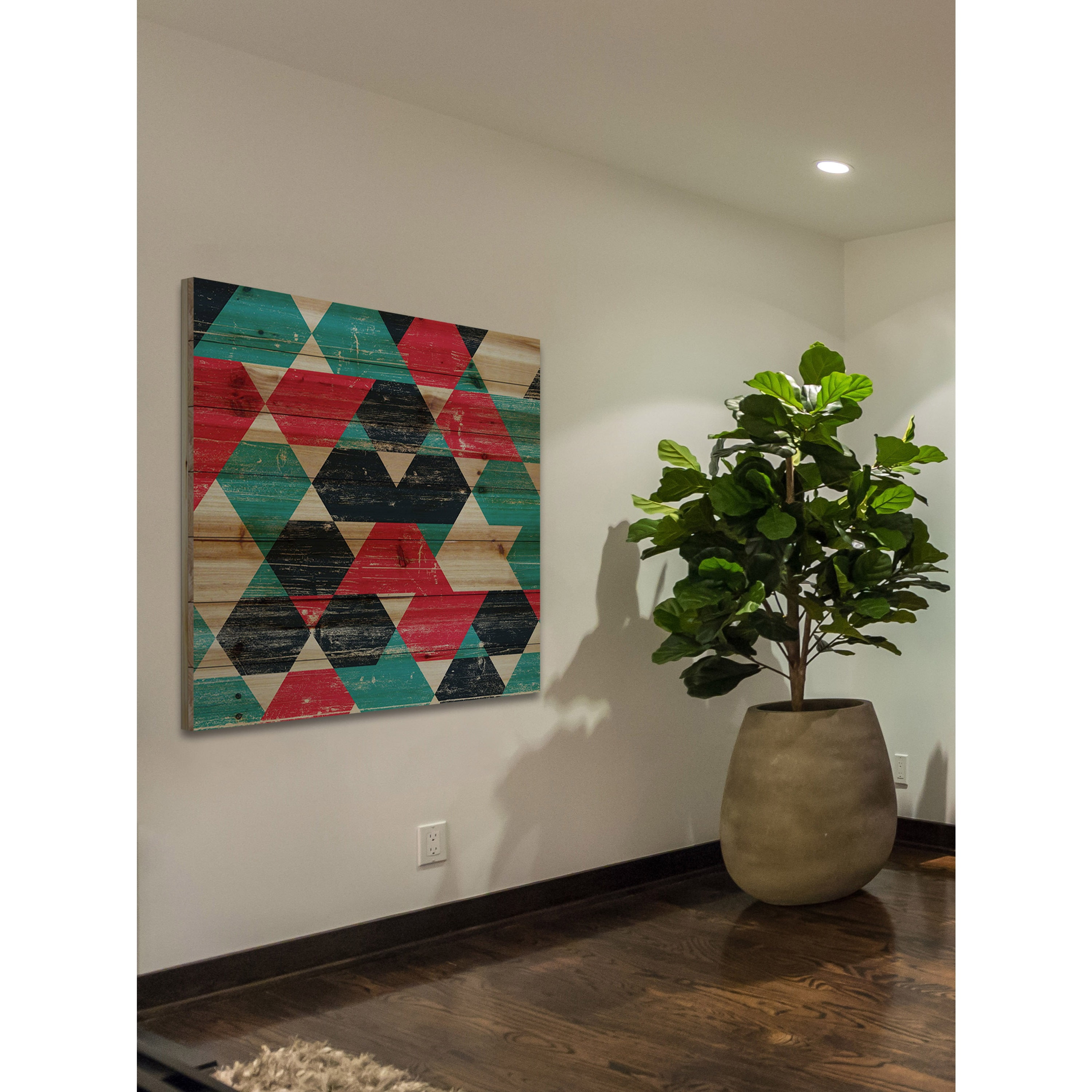 Marmont Hill - "Splashing Red" Painting Print on Natural Pine Wood