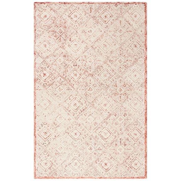 SAFAVIEH Glamour Drummond Geometric Floral Wool Area Rug, Pink/Ivory, 5' x 8'