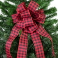 thumbnail image 7 of Northlight 19" Buffalo Plaid Print 14 Loop Christmas Bow Tree Topper, 7 of 7