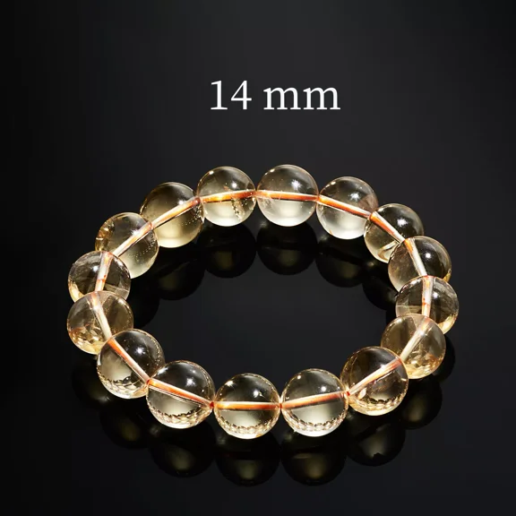 Flyshop Jewelry Natural Yellow Crystal Bracelet, Citrine, Collection Level (Bead Dia. 14mm)