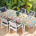 thumbnail image 2 of Colorful Floral Table Cloths for 8 Foot Rectangle Tables, Farmhouse Vintage Dragonfly Butterfly Flower Patio Waterproof Elastic Fitted Tablecloths, Washable Rectangular Table Cover for Camping, 2 of 8