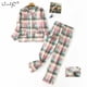 thumbnail image 3 of Conjunto de pijamas de talla grande para mujer, ropa de dormir de algodón de franela cálida para el hogar, traje de otoño e invierno con estampado a cuadros, para dormir, 3 of 4