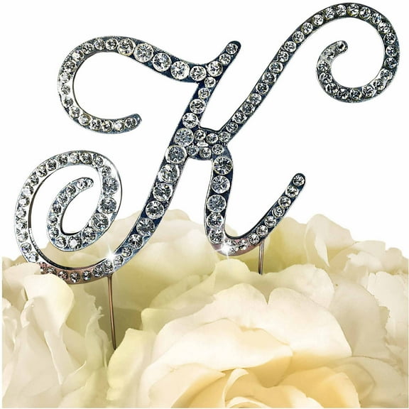 Unik Occasions Victorian Rhinestone Wedding Cake Topper, Silver