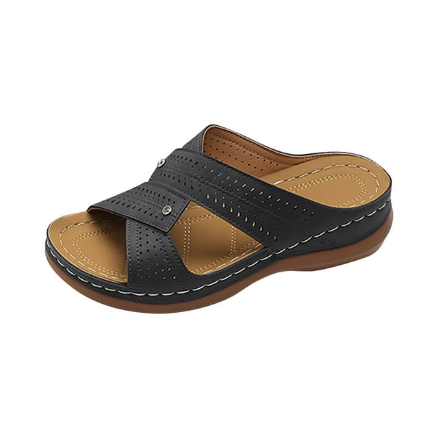 Amzcrzy Zapatos de mujer,Zapatos de mujer,Zapatillas de mujer, Sandalias informales de cuña para mujer, de color liso, de tacón bajo, ortopédicas, a la moda Sandalias Mujer Zapatillas De Casa