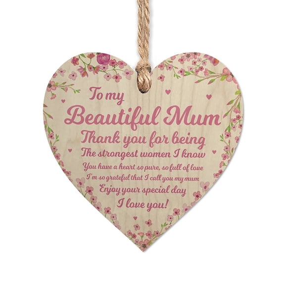 To my Beautiful Mum, Mother's Day Wood Ornament, I Love You Mom, Best Mom Present Decor, Gifts for Mothers Day, Home, Office Christmas Ornament