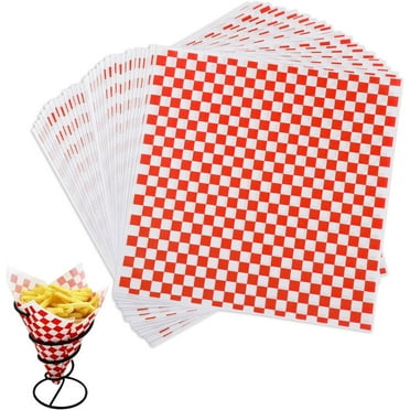 Triani 100Pcs Deli Paper Sheets 12x12" Grease Resistant Food Basket Liners Classic Red & White Paper Liners Special for Wrapping Bread and Sandwiches