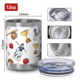 thumbnail image 3 of 12oz Tumblers White Baseball Fun Club Pattern Vacuum Insulated Stainless Steel Travel Tumbler Cups Mug with Lid and Straw for Beer,Coffee,Beverages with Cleaning Brush for Cold & Hot Drinks, 3 of 5