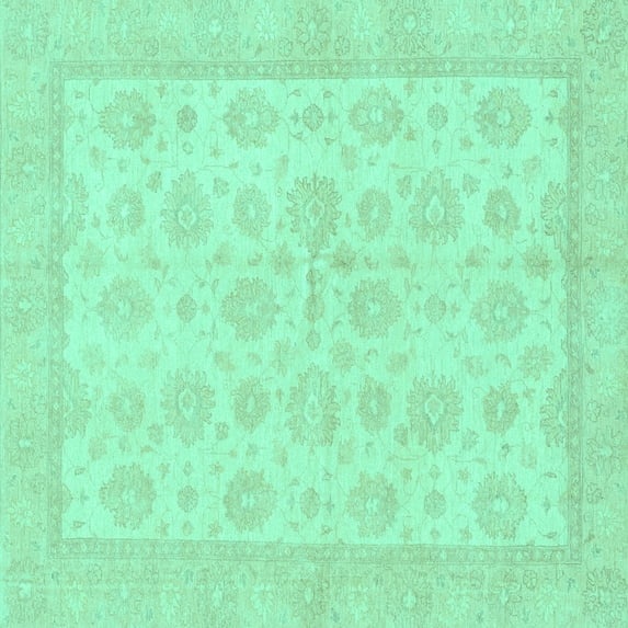 Ahgly Company Indoor Square Oriental Turquoise Blue Traditional Area Rugs, 5' Square