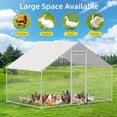 thumbnail image 6 of Chicken Coop, Large Metal Chicken Run, Chicken Pen with Waterproof and Anti-UV Cover Heavy Duty Spire Shaped Chicken Coop Run for Yard Outdoor, 9.8' W x 6.5' L x 6.5' H, 6 of 7