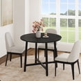 thumbnail image 1 of 31.5" Round Dining Table Seats 2-4, Wood Top Metal Frame, Space Saving Kitchen Table, Chairs Not Included, 1 of 7