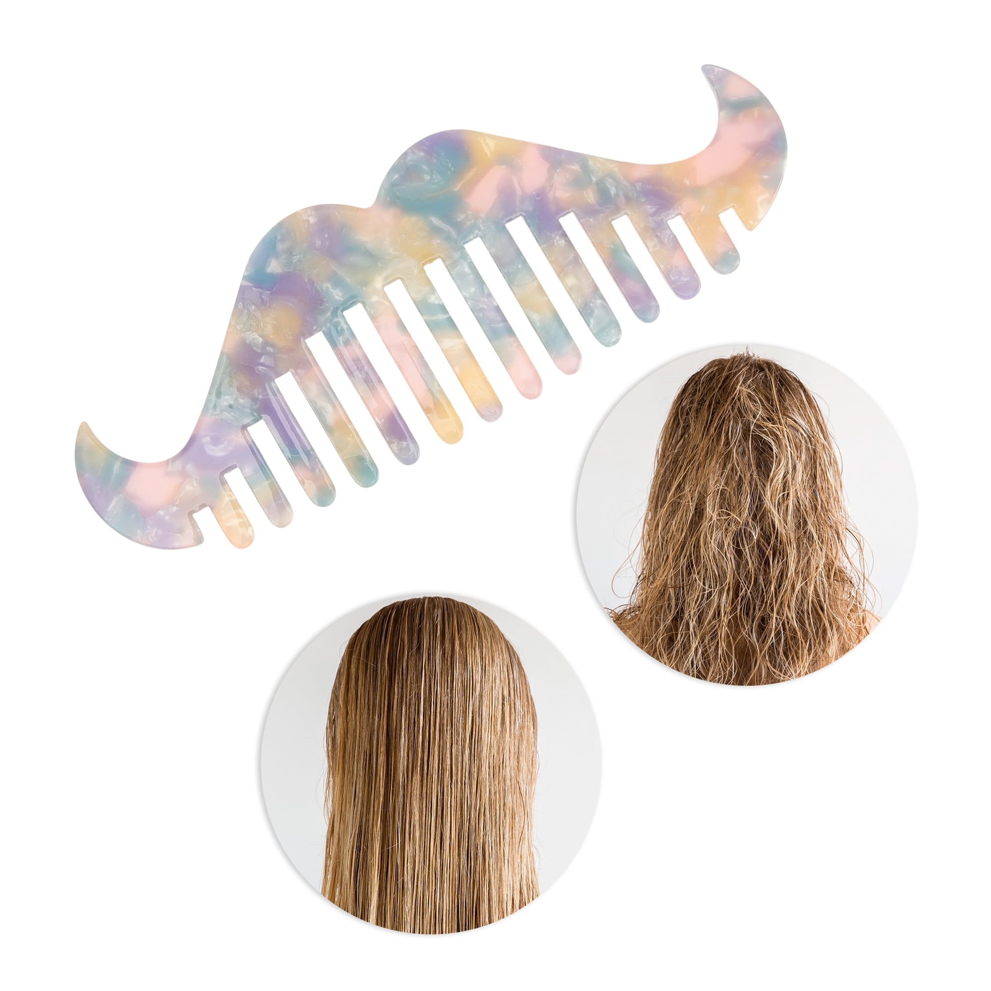 Unique Bargains 1 Pc Portable Beard Shaped Hair Comb for Making hair Smooth Purple, Pink
