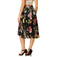 thumbnail image 3 of Allegra K Women's Floral Glitter High Waist Tie Asymmetric Hem Chiffon Midi Wrap Skirt, 3 of 6