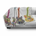 thumbnail image 3 of Popstar Party Soft Flannel Fleece Throw Blanket, Electric Guitars Design Colorful Flowers Stars Circles Abstract Pattern, Cozy Plush for Indoor and Outdoor Use, 70" x 90", Multicolor, by Ambesonne, 3 of 6