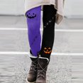 thumbnail image 2 of Halloween Leggings for Women Fall Spooky Pumpkin Printed Tights High Waisted Tummy Control Soft Stretchy Yoga Pants Light Purple,2XL, 2 of 6