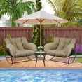 thumbnail image 6 of LFCREATOR Papasan Rocking Chair Indoor & Outdoor,Oversized Patio Rocking Chairs with Padded Cushion& Pillow for Bedroom, Garden, Patio，Khaki., 6 of 8