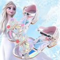 thumbnail image 1 of Sandalias Disney para niñas, nuevos zapatos de tacón alto para niños, zapatos de princesa Elsa, zapatos de cristal azul congelado, 34 plantillas de 21,6 cm Gao Jinjia LED, 1 of 2
